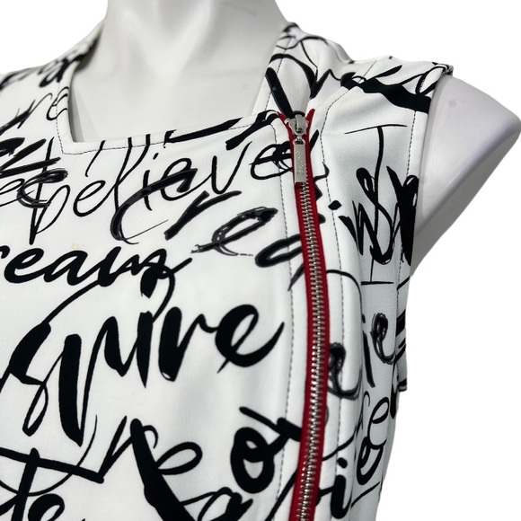 Joseph Ribkoff Sleeveless Stretch Graphics Sheath Dress plus Sz 22 White Black - Picture 3 of 6